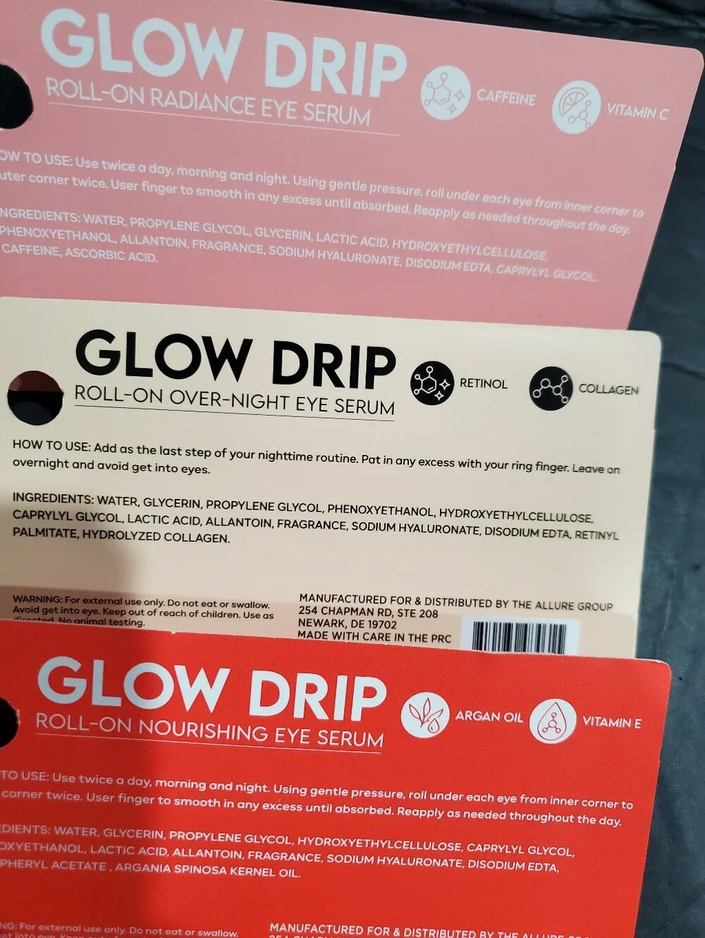 3pack glow drip nourishing radiance and overnight infused eye serums rollon new